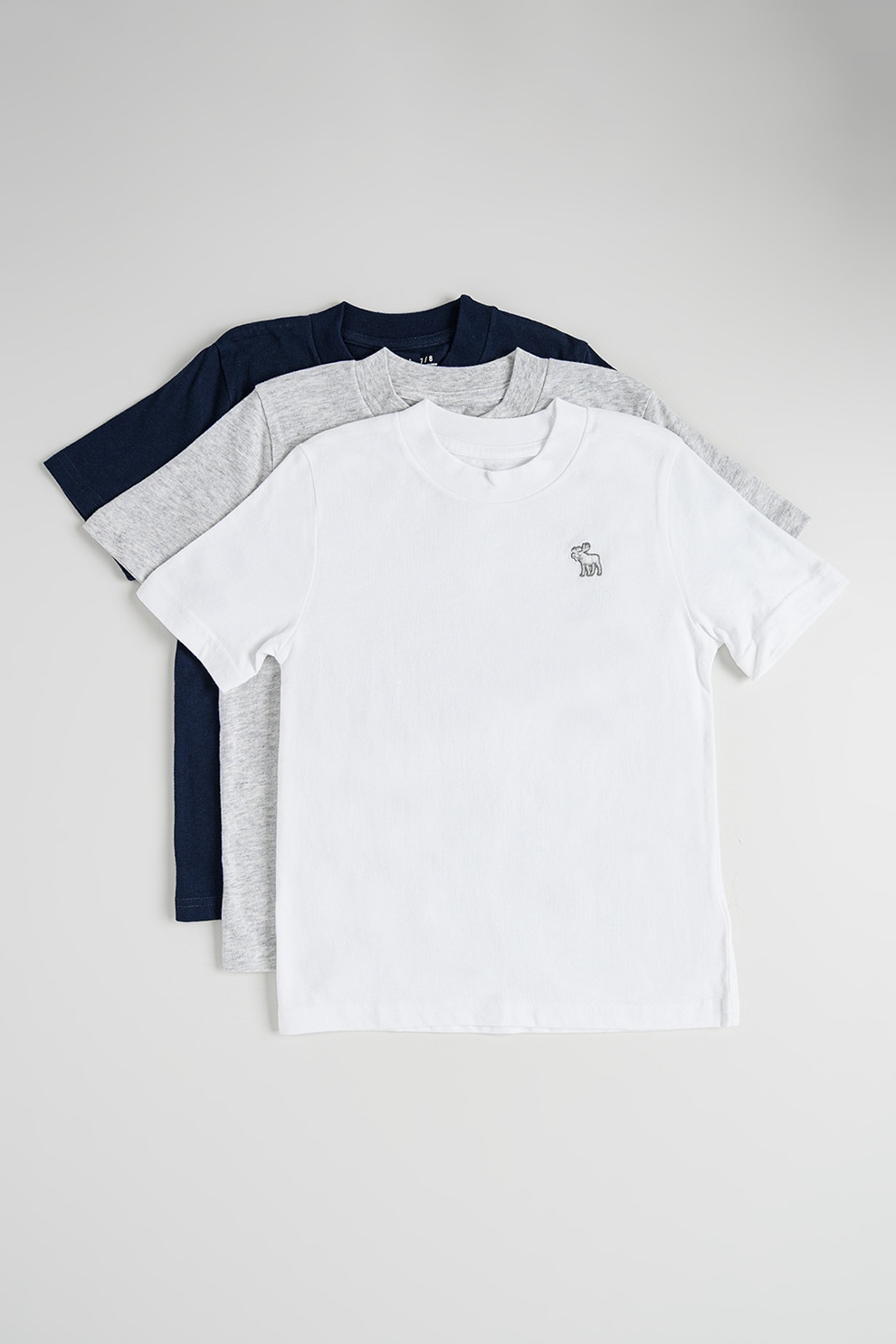 Abercrombie & Fitch, Set de tricouri din amestec de bumbac - 3 piese, Alb, Bleumarin, 152-160 CM