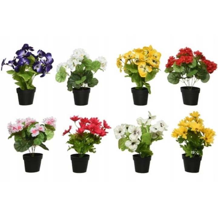 Műnövény cserépben, 11x20cm, többszínű, dekoratív