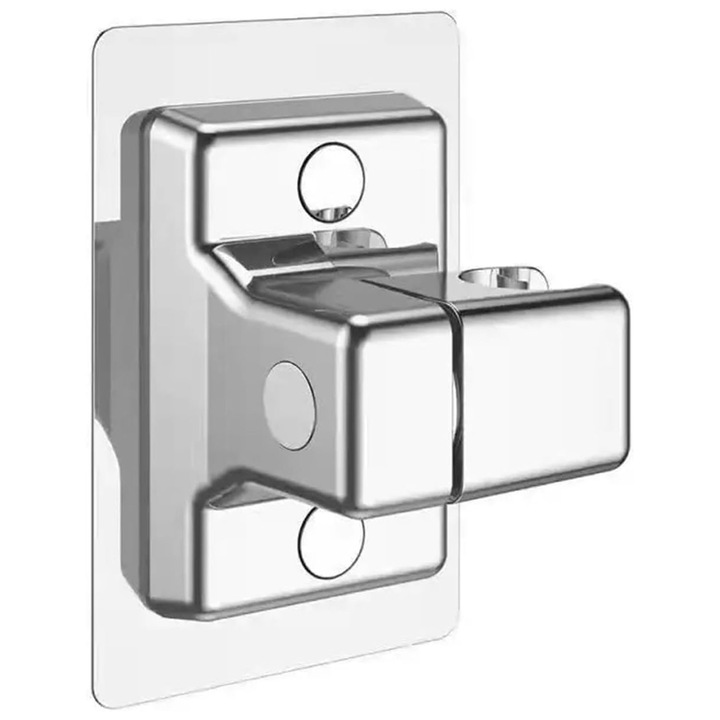 Suport autoadeziv Conceptix pentru cap de dus, rotativ 360°, argintiu, montaj fara gauri, ABS rezistent, reglabil, design modern