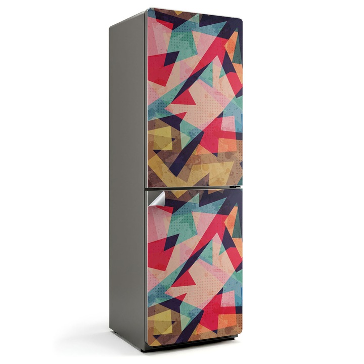 Folie autocolanta frigider, Wallfluent, Forme si linii abstracte, Rosu, 60x190 cm, 010120180060000013067