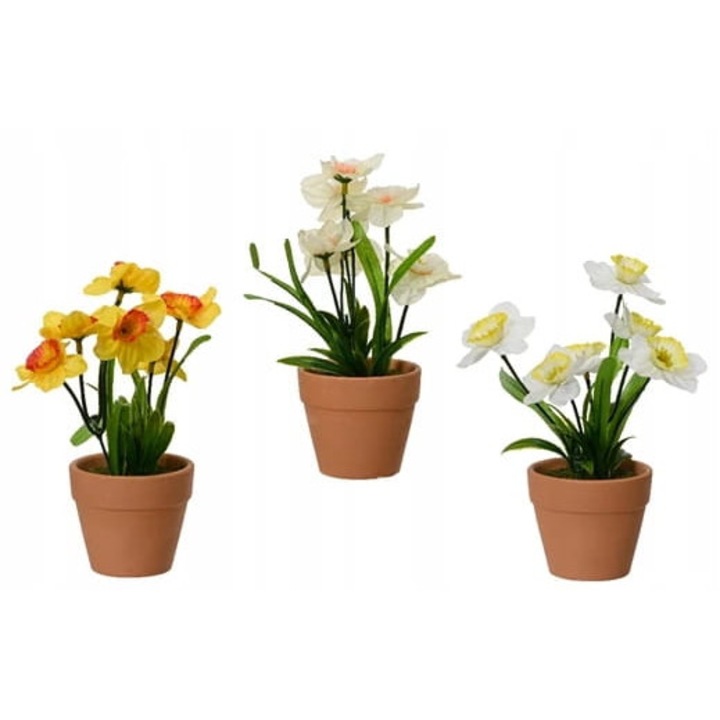 Planta artificiala zonchil in ghiveci, Kaemingk, 18x7,5 cm, multicolor, set 1 bucata