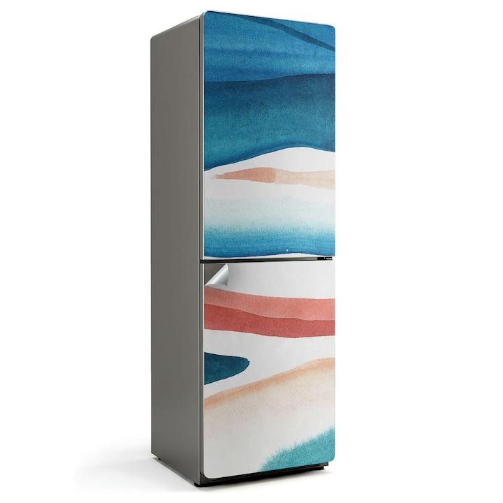 Autocolant frigider, Wallfluent, pete abstracte acuarele, Albastru, 60x190 cm, 010120180060000284140