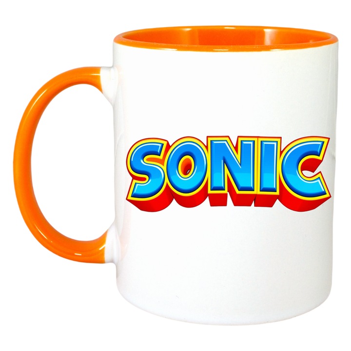 Cana Sonic PNG Bilal . Cri-Flo, Ceramica, 330ml, Maner si interior Portocaliu