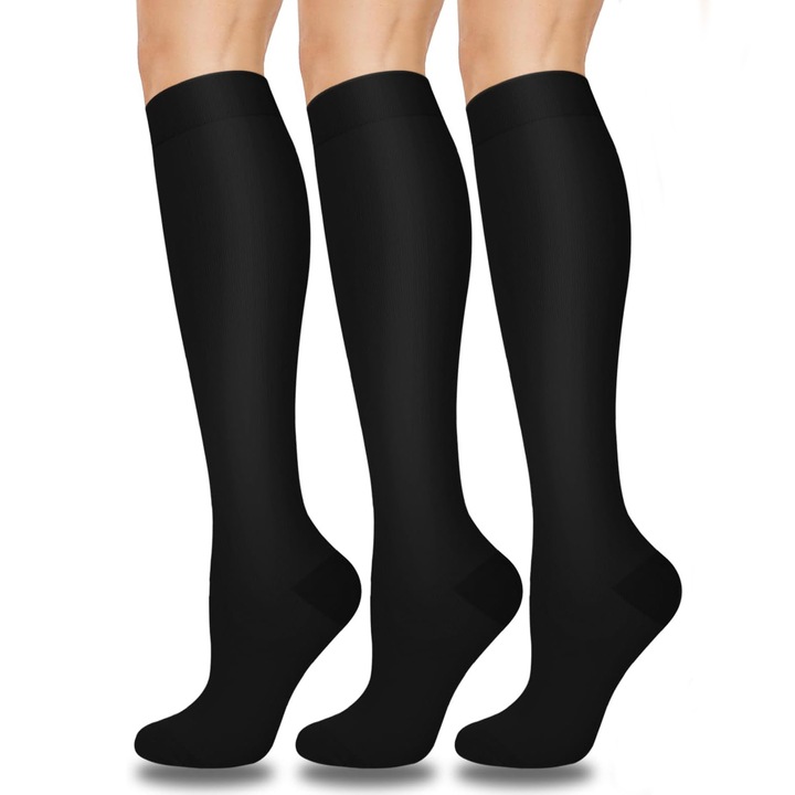 Set 3 Perechi Ciorapi Medicali Compresivi MONDESA®, 20–30 mmHg, Unisex, Imbunatatesc circulatia, Reduc oboseala picioarelor, Previn edeme si varice, Ideali in sarcina si calatorii, Marimea L/XL