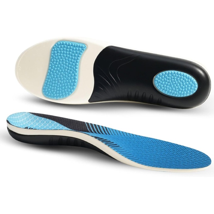 Set 2 Branturi Ortopedice MONDESA®, Suport Plantar si Calcai, Suport pentru Picioare Obosite, Platfus si Pinteni calcaneeni, Amortizare Socuri, Absorbtie transpiratie, Marime ajustabila 41-42, Unisex