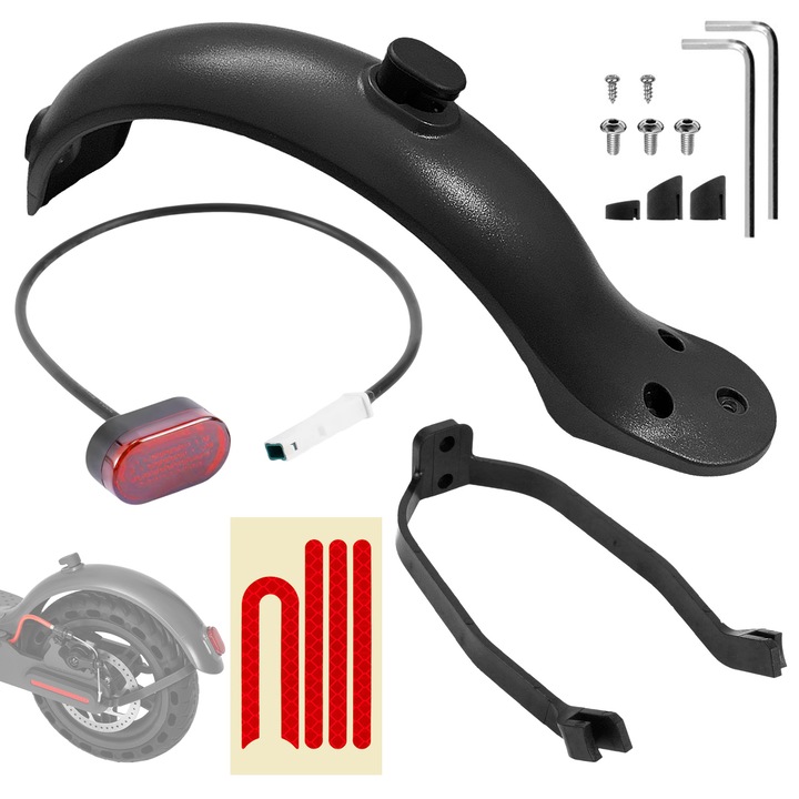 Set aparatoare spate pentru trotinete electrice, qipuneky, plastic, negru, compatibil cu Xiaomi, accesorii incluse