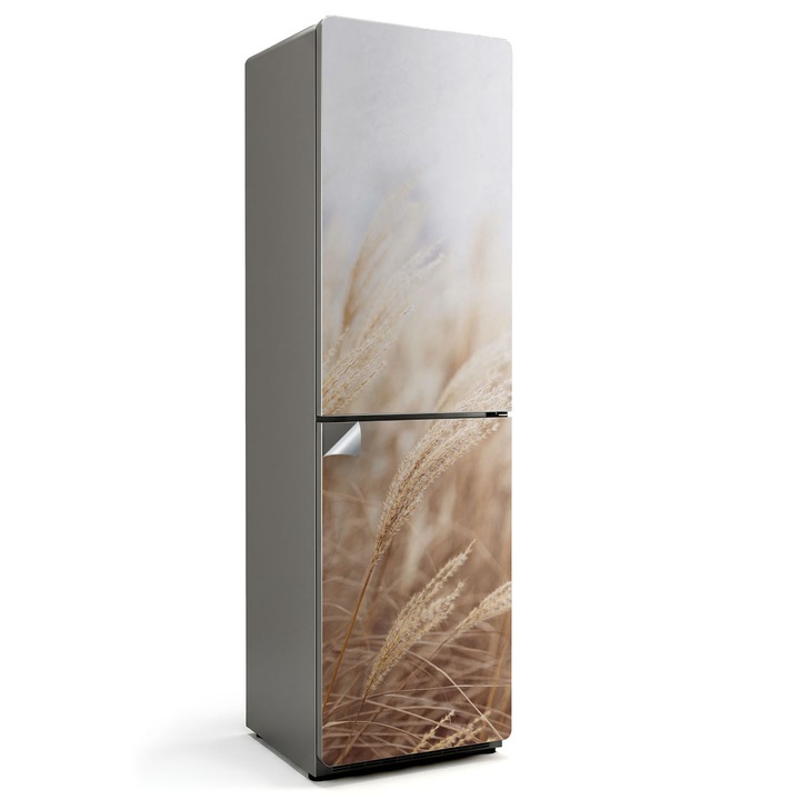 Folie autocolanta frigider, Wallfluent, fire de iarba insorite, Bej, 60x205 cm, 010120180070000277307