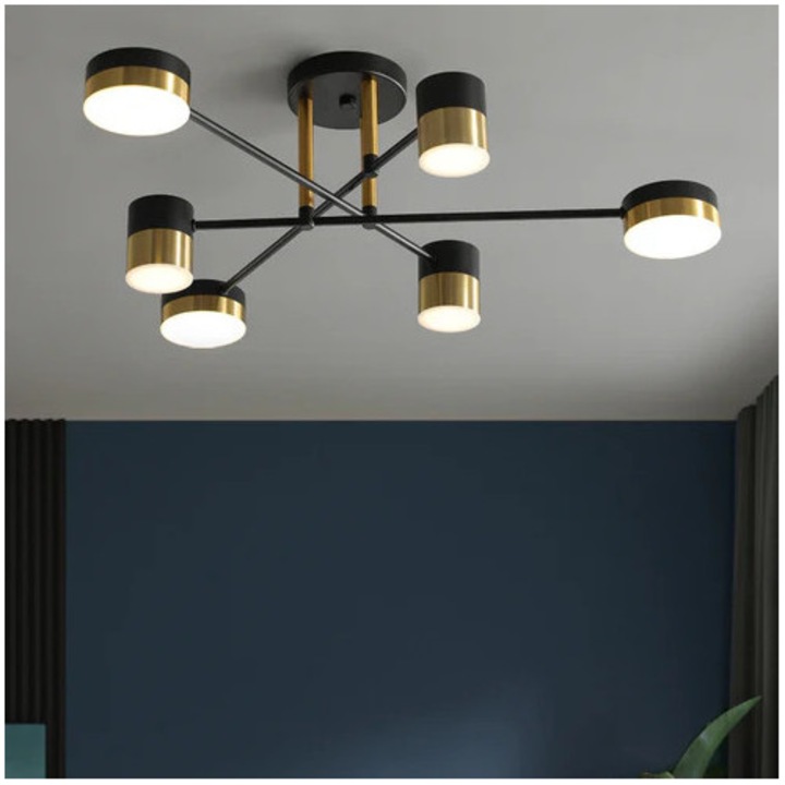 LED полилей Anya, 72 W с дистанционно управление, димируем, черен, златист, топъл, неутрален и студен, регулируем интензитет, 61x61x20 см
