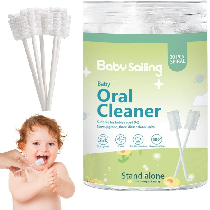 Set 30 Periute de Dinti pentru Bebelusi, TREXORA, Material Bumbac, 0-3 luni