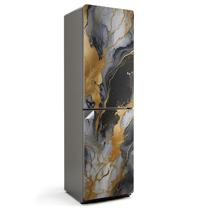 Folie autocolanta frigider, Wallfluent, Model de vene abstracte, Galben, 60x205 cm, 010120180070000284247