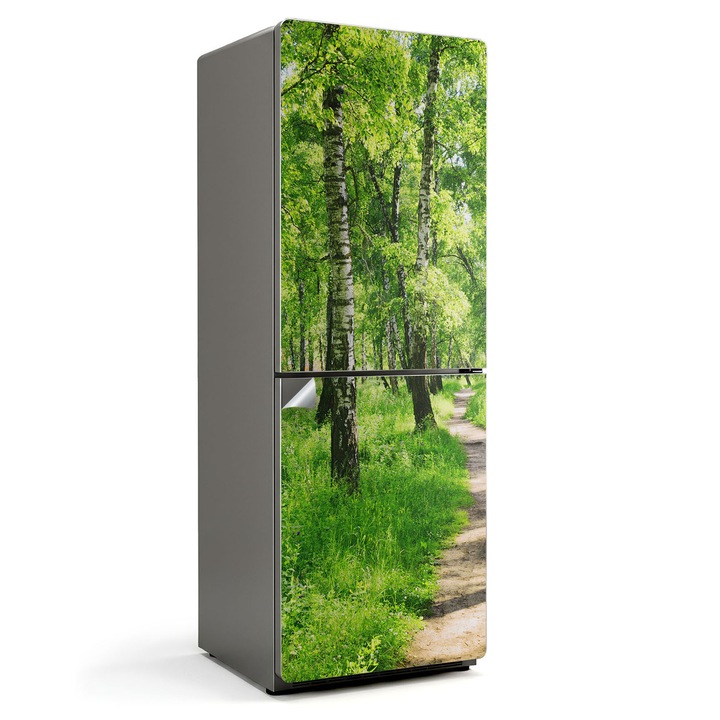Autocolant frigider, Wallfluent, Poteca de padure in natura, Verde, 70x190 cm, 010120180030000007570