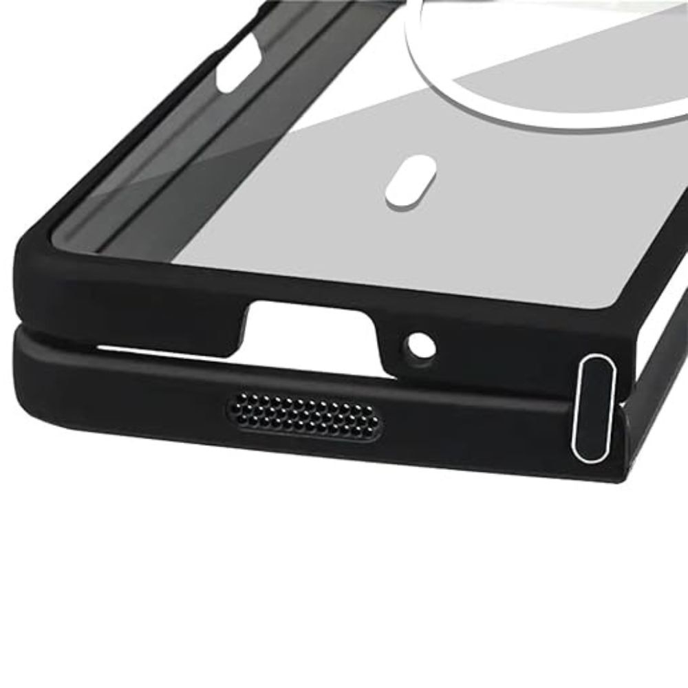 Husa Telefon Hibrid Acrilic Clar+TPU, MagSafe, compatibil cu Samsung Galaxy Z Fold 5, Usoara, Durabila, Transparent/Negru