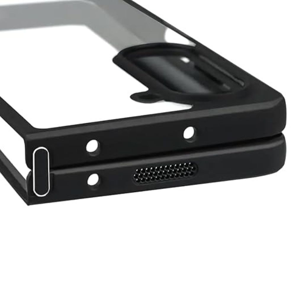 Husa Telefon Hibrid Acrilic Clar+TPU, MagSafe, compatibil cu Samsung Galaxy Z Fold 5, Usoara, Durabila, Transparent/Negru