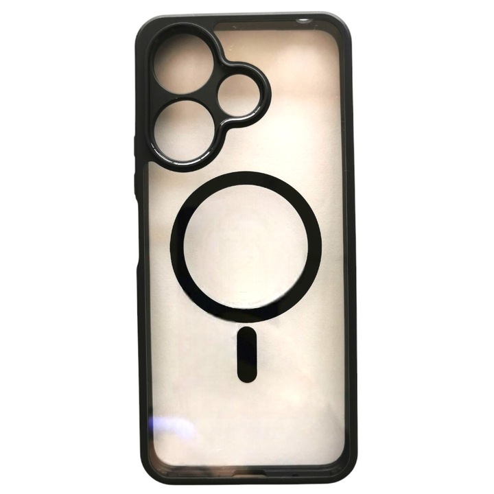 Husa Telefon Hibrid Acrilic Clar+TPU, MagSafe, compatibil cu Redmi 13 4G/ Redmi 13R, Usoara, Durabila, Transparent/Negru