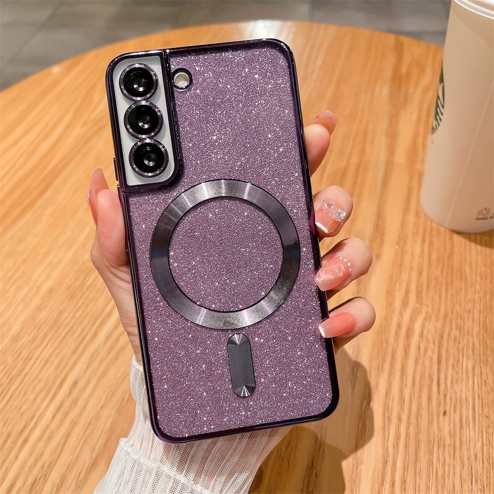 Husa de Protectie 2 in 1, Flippy, Husa pentru Samsung Galaxy S24 Ultra, Glitter Chrome Magsafe, din TPU, Magnetica, cu Protectie Lentila, Mov