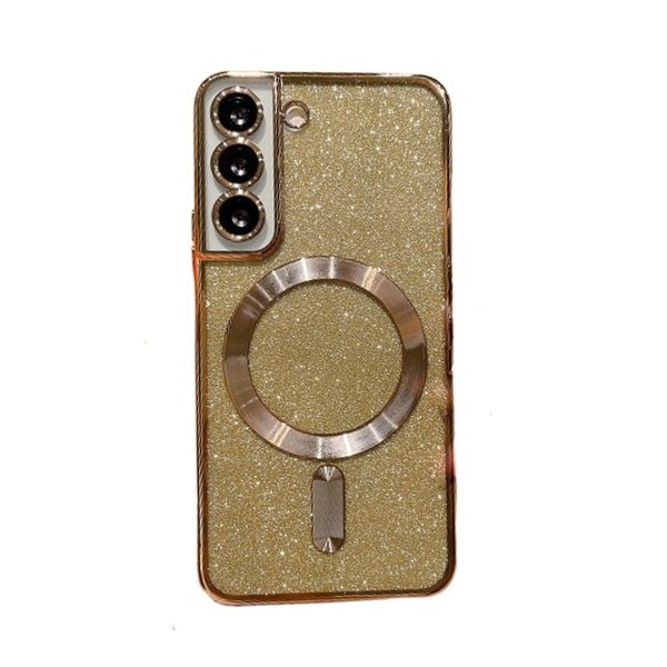 Husa de Protectie 2 in 1, Flippy, Husa pentru Samsung Galaxy S23+, Glitter Chrome Magsafe, din TPU, Magnetica, cu Protectie Lentila, Auriu