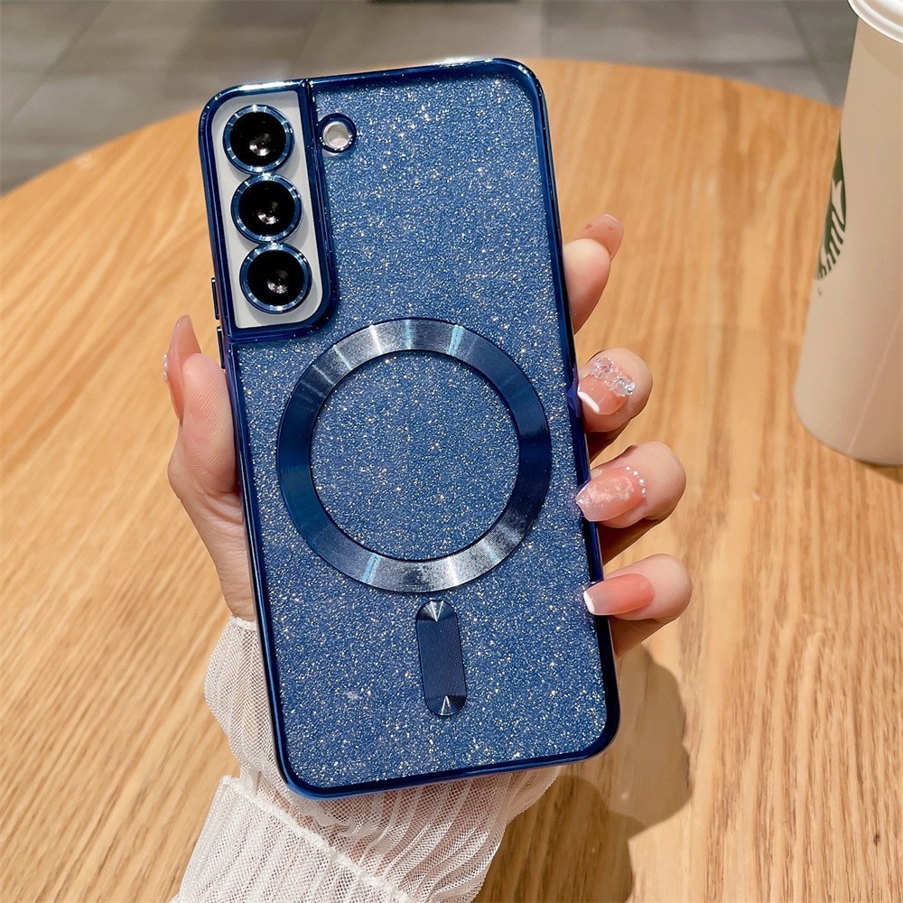 Husa de Protectie 2 in 1, Flippy, Husa pentru Samsung Galaxy S24+, Glitter Chrome Magsafe, din TPU, Magnetica, cu Protectie Lentila, Albastru Marin
