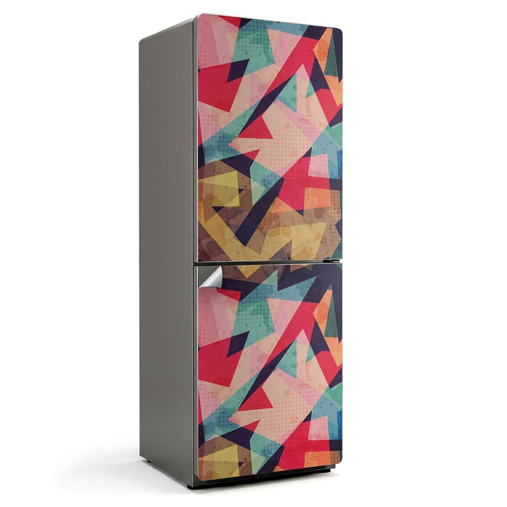 Folie autocolanta frigider, Wallfluent, Forme si linii abstracte, Rosu, 70x190 cm, 010120180030000013067