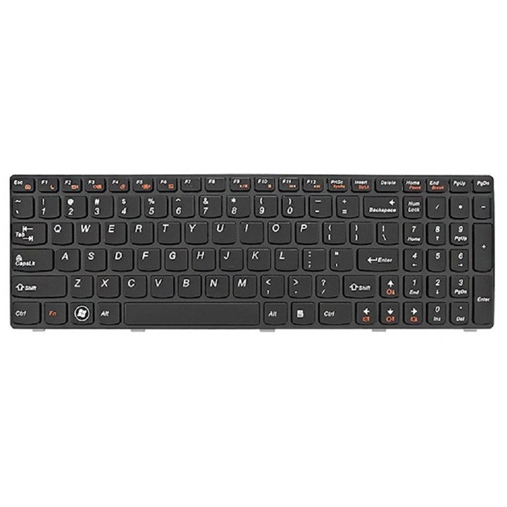Tastatură laptop Lenovo Ideapad G580 G585 V580 Z580, compatibilitate 100%, neagră, dimensiuni standard