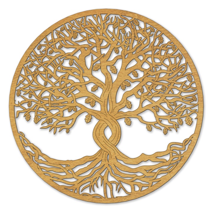 Csavart Törzsű Életfa - Fali Dekoráció, 48 cm átmérő, tölgy szín