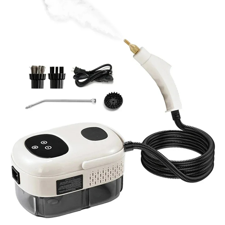 Gőztisztító, 2500 W, 3 bar, 1000 ml-es tartály, 15 fokozatú fűtés, 6 gőzbeállítás, fekete/fehér