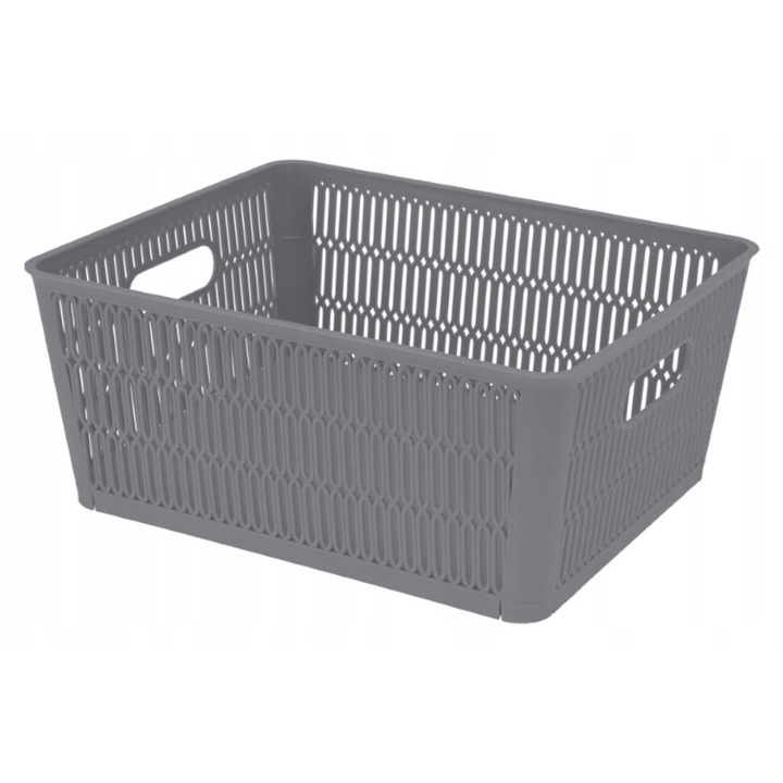 Кошница с дръжки, сива, универсална, 28x23x12 см