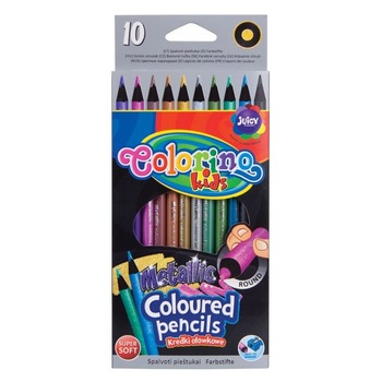 Set creioane colorate metalizate Colorino, 10 culori Set creioane colorate metalizate Colorino, 10 culori