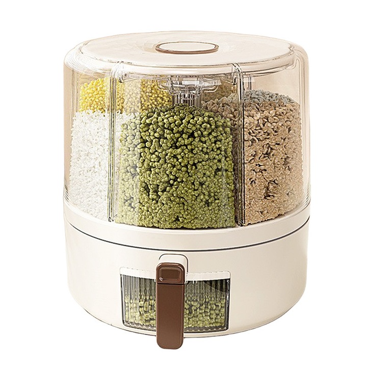 Dozator alimentar rotativ, Golxmse, 6 compartimente, alb, 24 cm