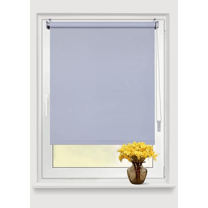 Jaluzea Termica Blackout 45 x 160 cm, Gri deschis, Fara Gaurire, cu Strat Intunecat si Certificare Oeko-Tex 100, OBdeco