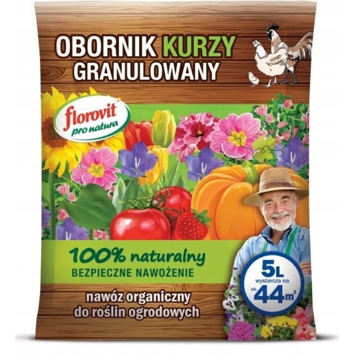 Ingrasamant organic Florovit, obornic natural granulat, 5L, pentru plante de gradina