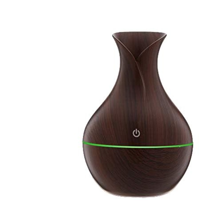 YY YITIKA, Párásító, 130 ml, USB-n újratölthető, 7 színű lámpa, hordozható párásító, légtisztító otthonra, irodába, stúdióba, jógaterembe (sötét fahatású)