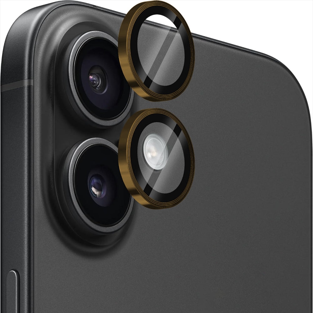 Folie Protectie Lentile Camera compatibila cu iPhone 16 / iPhone 16 Plus, CASEY STUDIOS™ MaxDefense+, Ultra HD, Protectie Profesionala Camere 3D, Anti Amprente, Anti Zgarieturi, Anti Socuri, Galben