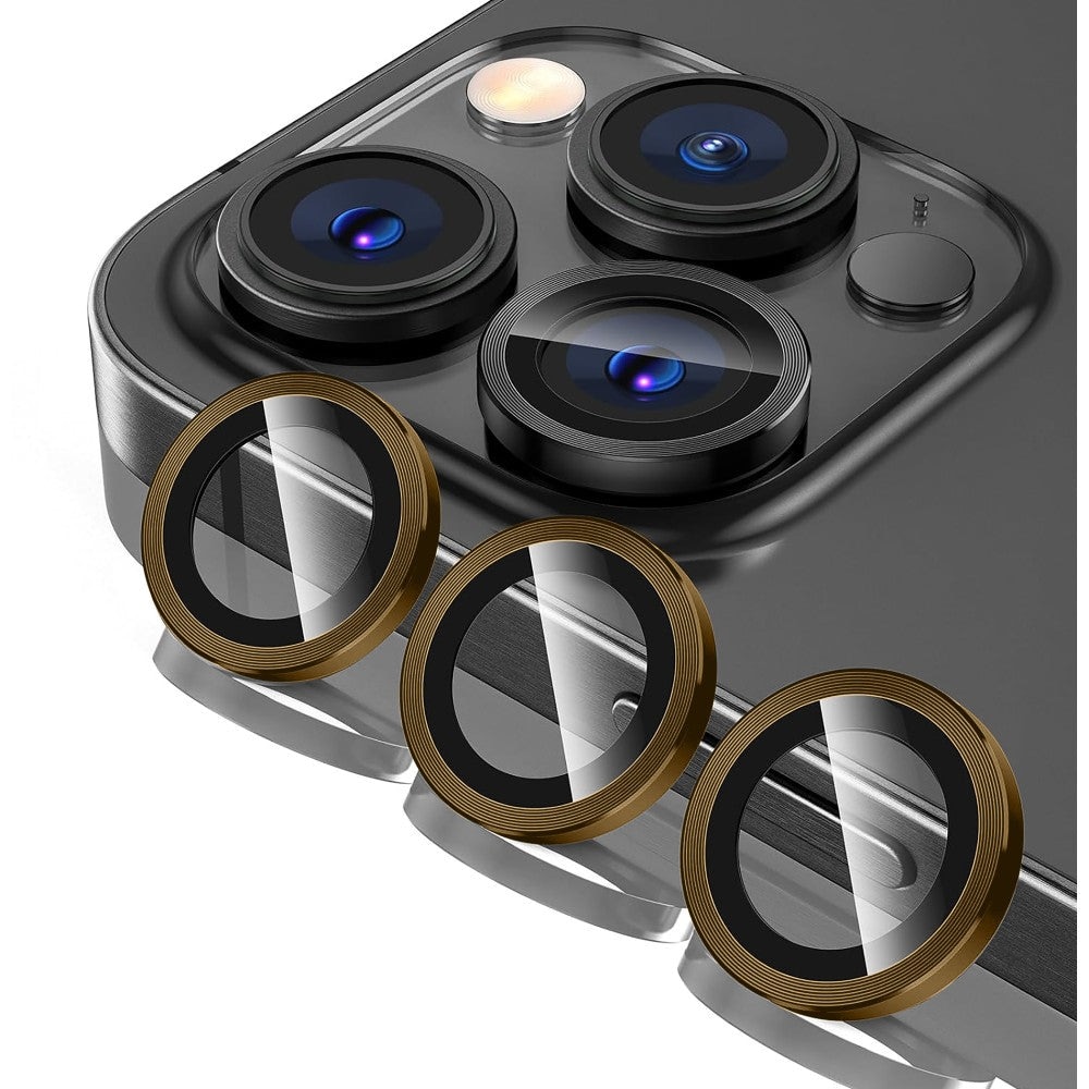 Folie Protectie Lentile Camera compatibila cu iPhone 16 Pro / iPhone 16 Pro Max, CASEY STUDIOS™ MaxDefense+, Ultra HD, Protectie Profesionala Camere 3D, Anti Amprente, Anti Zgarieturi, Anti Socuri, Galben