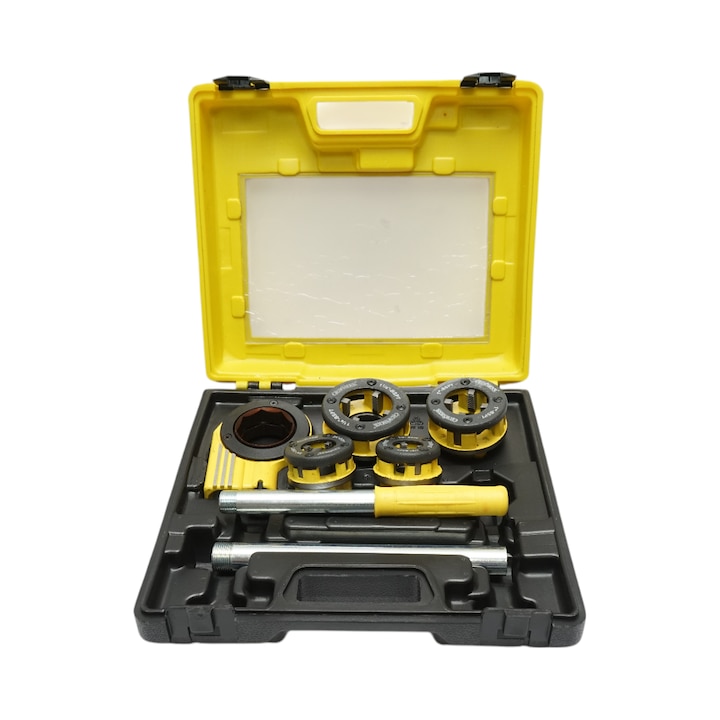 Trusa filiere 1/2, 3/4, 1, 1-1/4 inch BSPT cu clichet pentru tevi Crownman