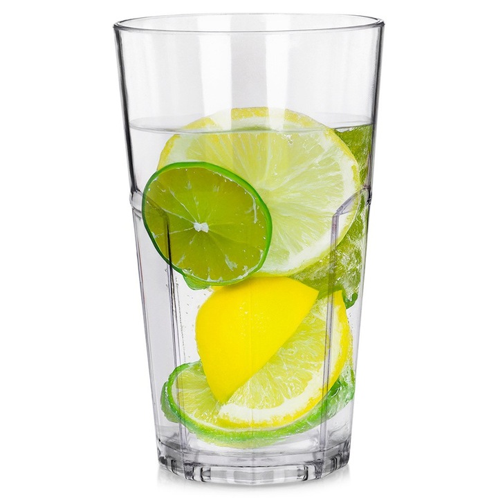 Пластмасова чаша, Vilde, 370 мл, 135x8 см, За многократна употреба и нечуплива, Подходяща за съдомиялна машина, Изработена от акрил, Идеална за вода, лимонада, напитки, сокове, Прозрачна