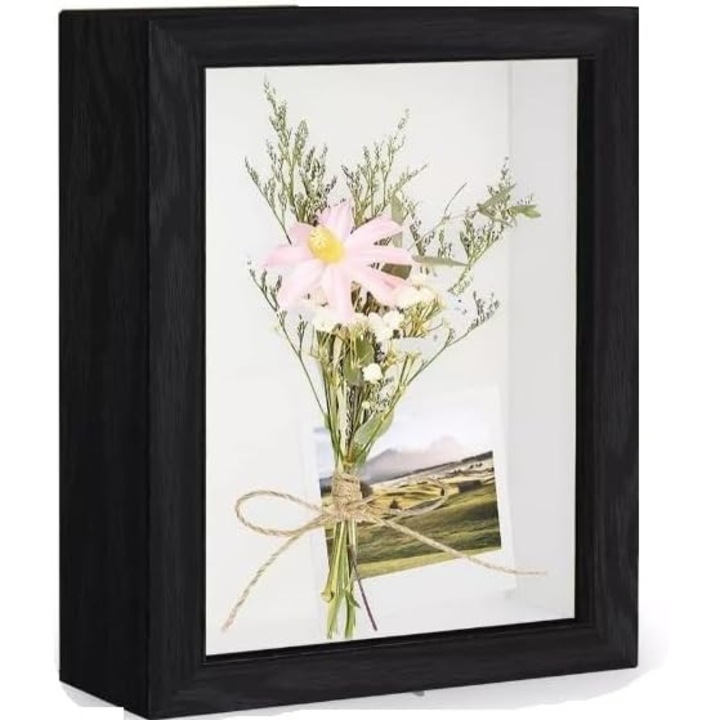 Rama foto multifunctionala, YY YITIKA, 21.8x26.9cm, neagra, pentru suveniruri si flori uscate