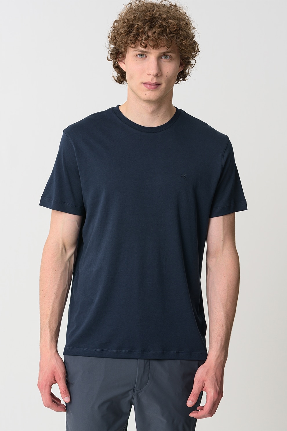 CALVIN KLEIN, Tricou regular fit cu decolteu la baza gatului, Bleumarin, S