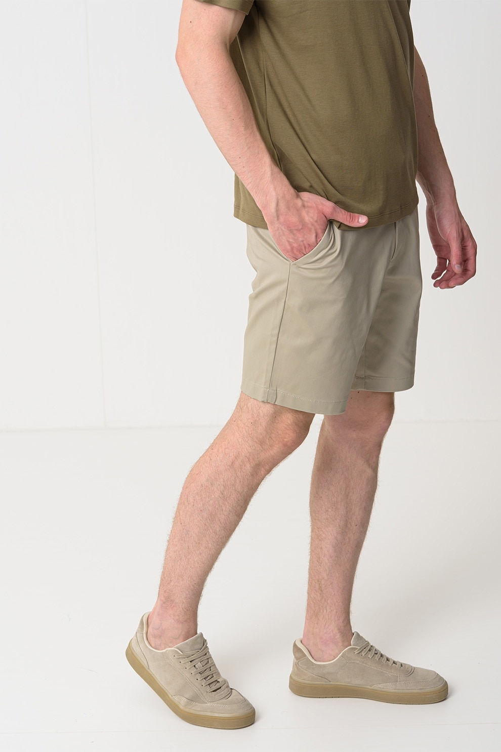 CALVIN KLEIN, Pantaloni scurti slim fit din amestec de bumbac, Maro nisip, 33