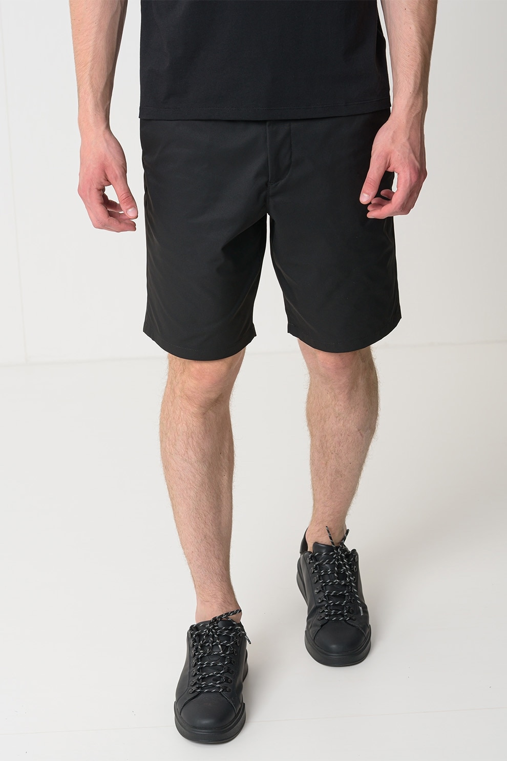 CALVIN KLEIN, Pantaloni scurti cu model uni si buzunare laterale, Negru, 32