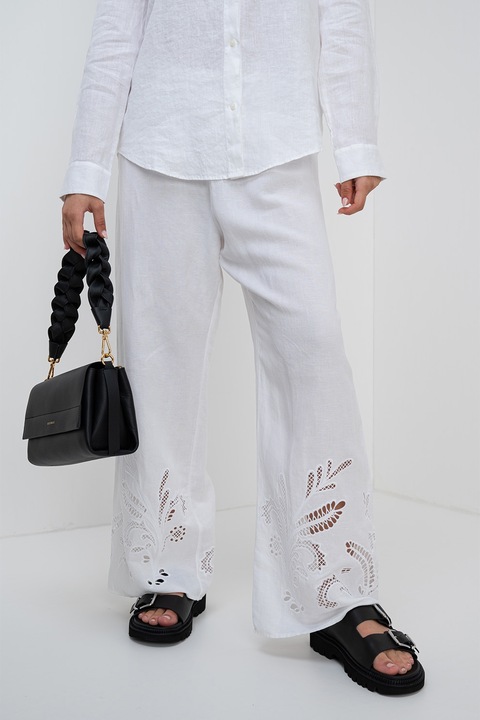 Tommy Hilfiger, Lentartalmú hímzett nadrág, Fehér