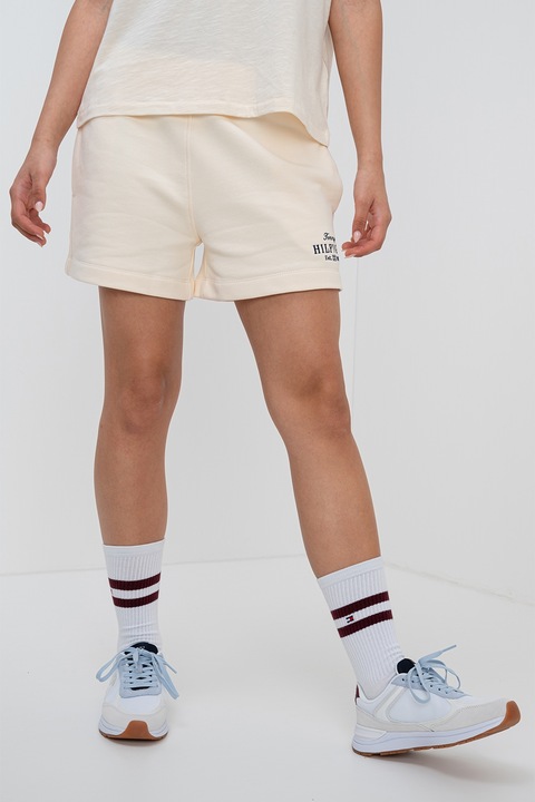 Tommy Hilfiger, Pantaloni scurti cu talie elastica si buzunare laterale, Galben pal