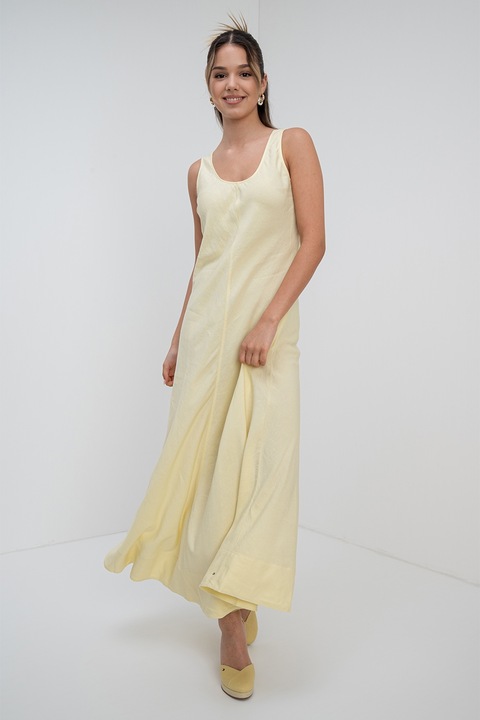 Tommy Hilfiger, Lentartalmú kerek nyakú ruha, Szalmasárga