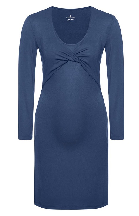 Рокля за бременни, цвят „Пъпче“, тъмносиня, вискоза, еластан