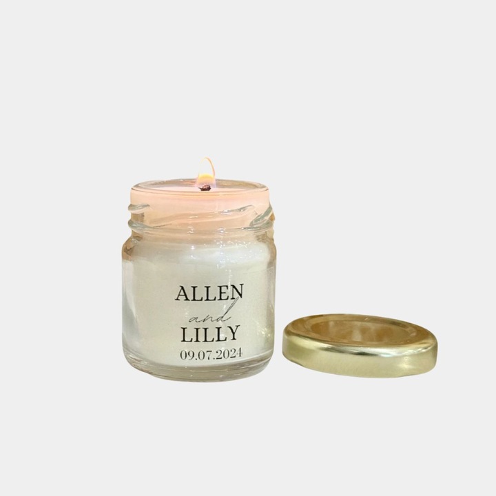 Marturie pentru Nunta si Botez, Lumanare parfumata din soia in sticla, 45 g, parfum frantuzesc