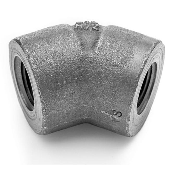 Cot de racord POLBERIS, 3/8", NPT A105, 45°, clasa 3000 206 bar, filet interior