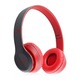 Casti Wireless P47 Bluetooth 5.0, Stereo Headphones, FM Radio, Port Micro SD, Autonomie 6 ore, Compatibil cu orice telefon, Negru/ Rosu