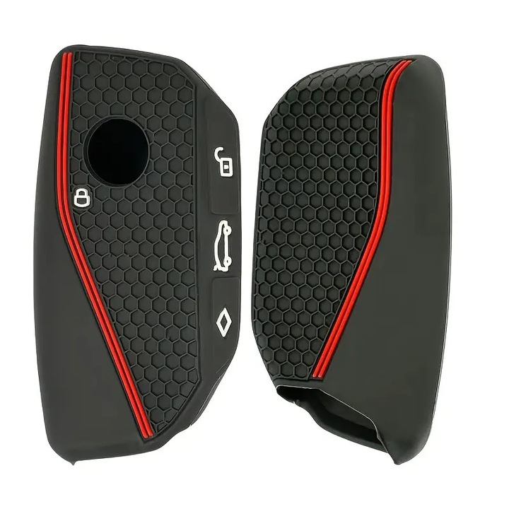 Husa cheie BMW i5 i7 iX iX1 iXM, din silicon, negru/rosu/rosu