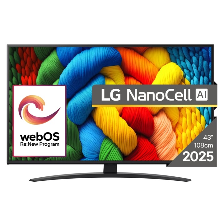 LG 109 cm-es, 43"-es, 43NANO81A3A típusú LED TV, Ultra HD 4K, Smart TV, WiFi, CI+