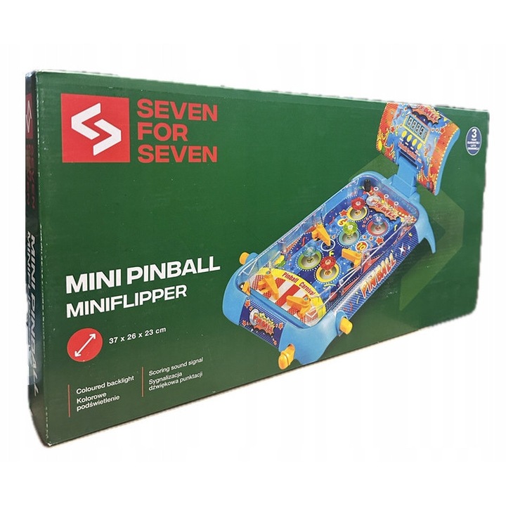 Játék, Hét a Hétért, Mini Flipper, 37 x 26 x 23 cm, 3 év, elektronikus rendszer, hangjelzés a pontszámhoz, Kék, elemek nélkül, Műanyag, motoros készségek