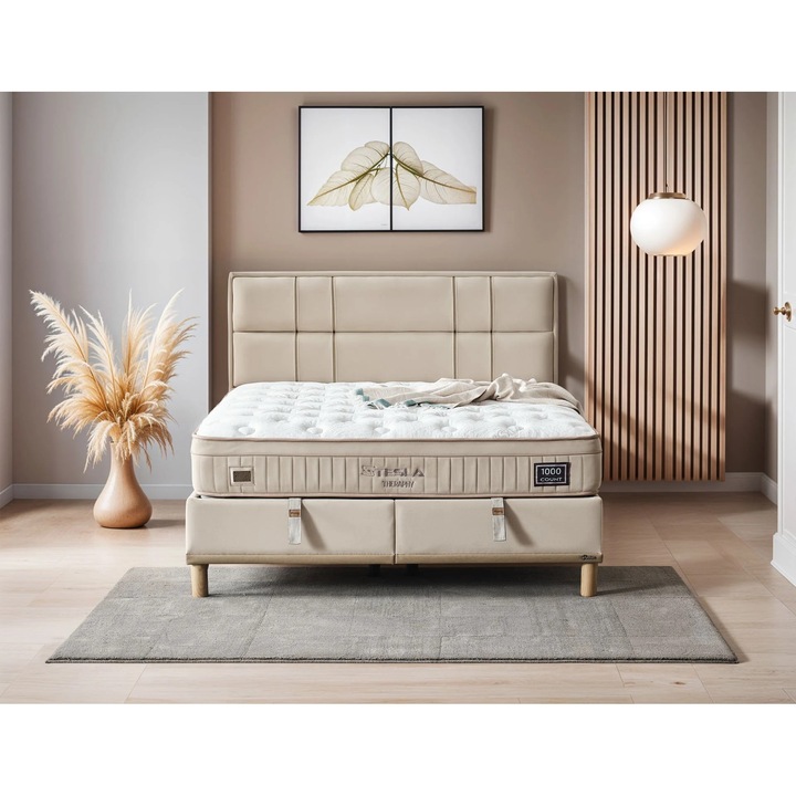 Saltea Tesla Therapy 160x200, tesatura cu tehnologie magnetica, 28 cm inaltime, fermitate dura